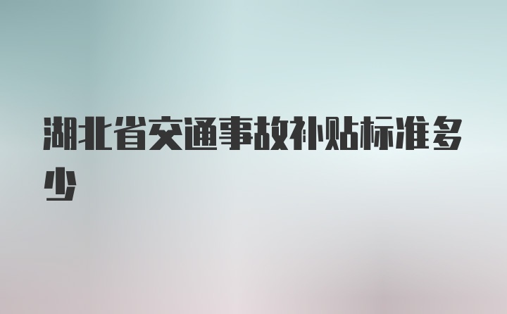 湖北省交通事故补贴标准多少