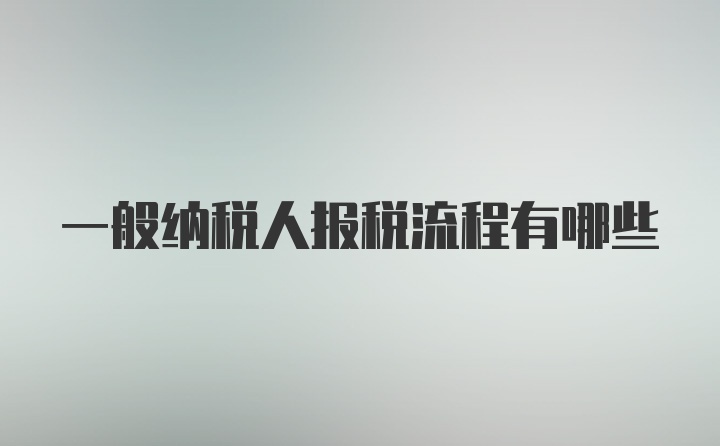 一般纳税人报税流程有哪些