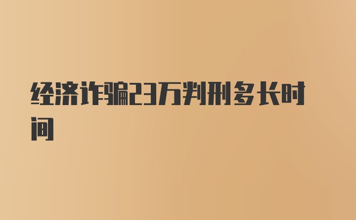 经济诈骗23万判刑多长时间