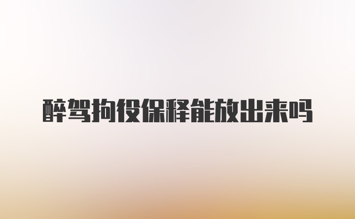 醉驾拘役保释能放出来吗