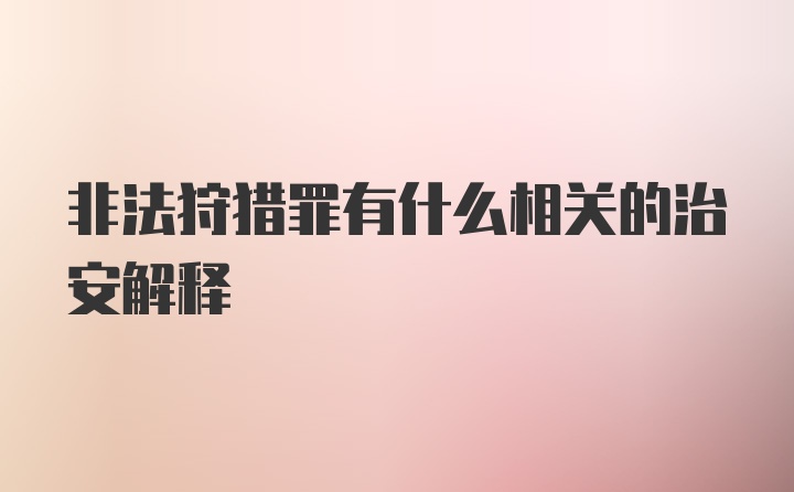 非法狩猎罪有什么相关的治安解释