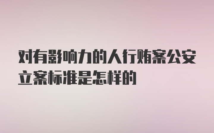 对有影响力的人行贿案公安立案标准是怎样的