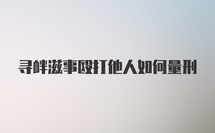 寻衅滋事殴打他人如何量刑