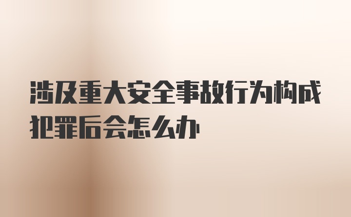 涉及重大安全事故行为构成犯罪后会怎么办