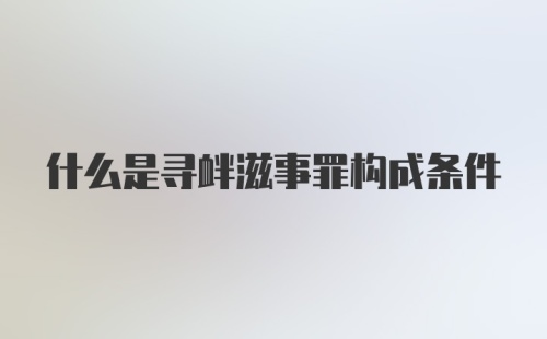 什么是寻衅滋事罪构成条件