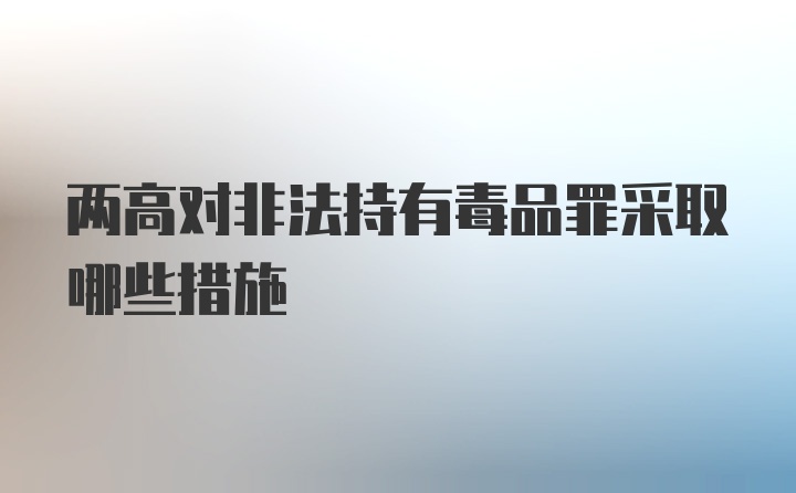 两高对非法持有毒品罪采取哪些措施