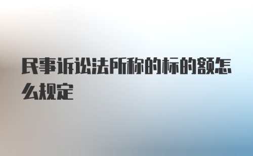 民事诉讼法所称的标的额怎么规定