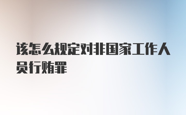 该怎么规定对非国家工作人员行贿罪