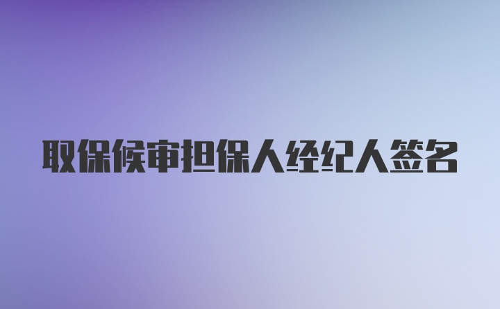 取保候审担保人经纪人签名