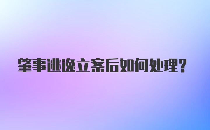 肇事逃逸立案后如何处理？