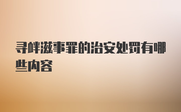 寻衅滋事罪的治安处罚有哪些内容