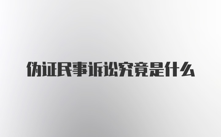 伪证民事诉讼究竟是什么