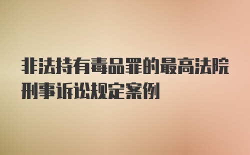 非法持有毒品罪的最高法院刑事诉讼规定案例