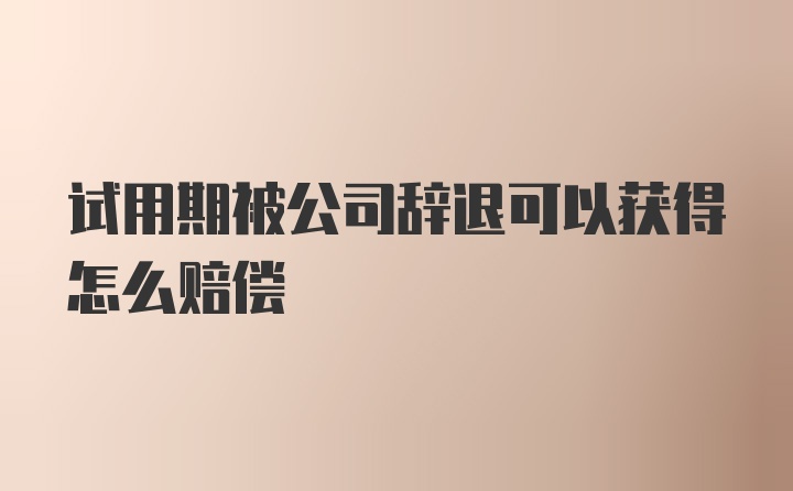 试用期被公司辞退可以获得怎么赔偿