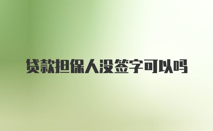 贷款担保人没签字可以吗