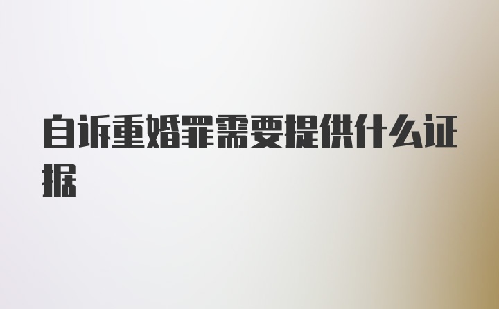 自诉重婚罪需要提供什么证据