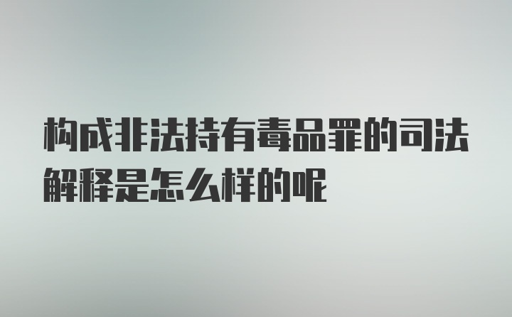 构成非法持有毒品罪的司法解释是怎么样的呢