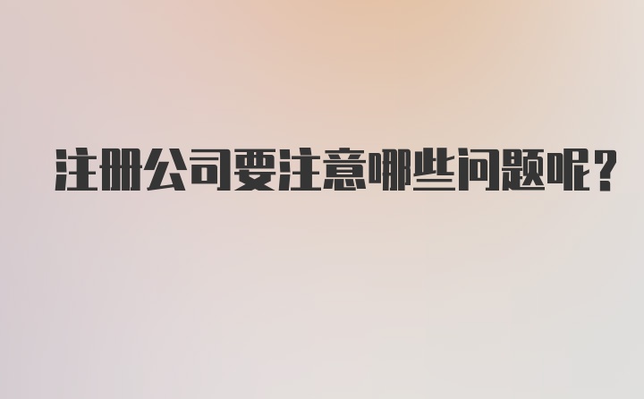 注册公司要注意哪些问题呢？