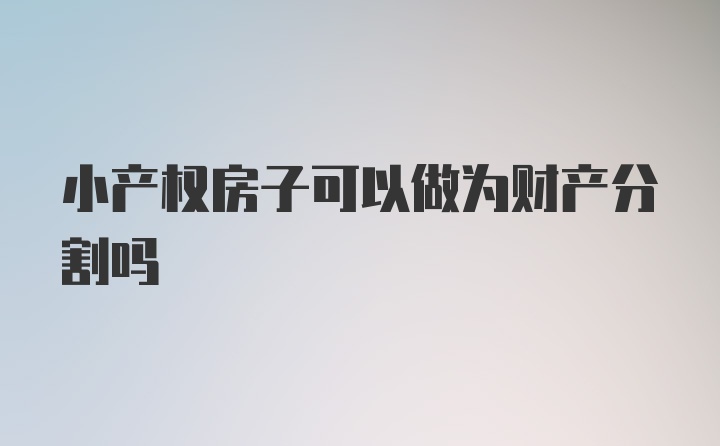 小产权房子可以做为财产分割吗