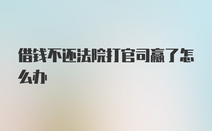 借钱不还法院打官司赢了怎么办