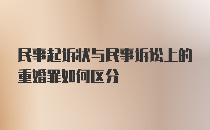 民事起诉状与民事诉讼上的重婚罪如何区分