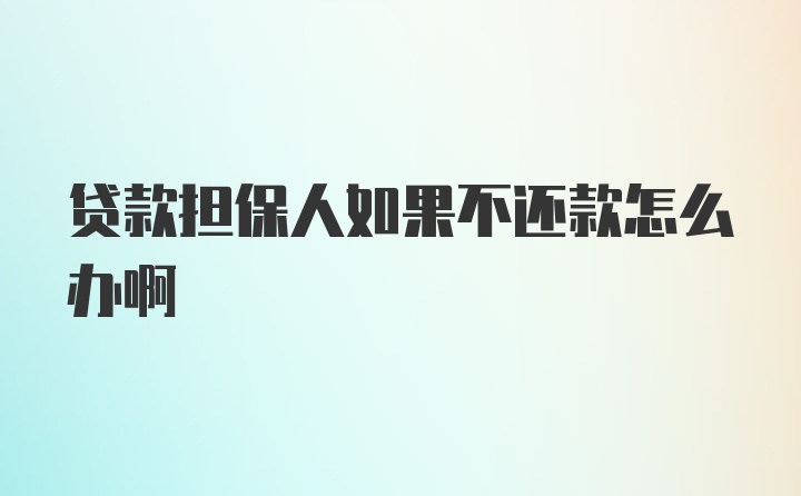 贷款担保人如果不还款怎么办啊