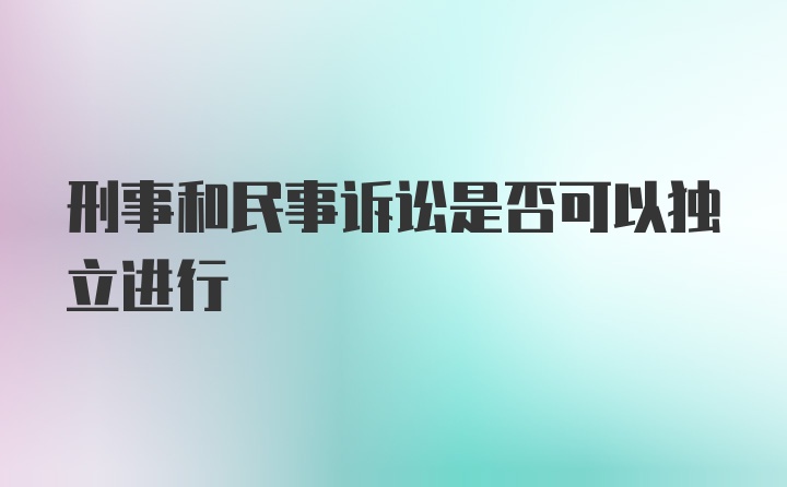 刑事和民事诉讼是否可以独立进行