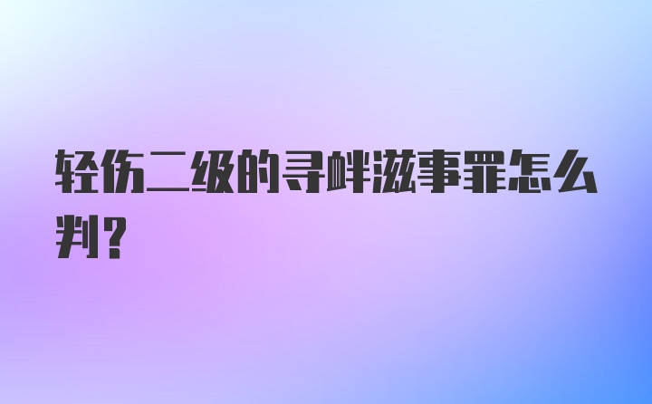 轻伤二级的寻衅滋事罪怎么判？