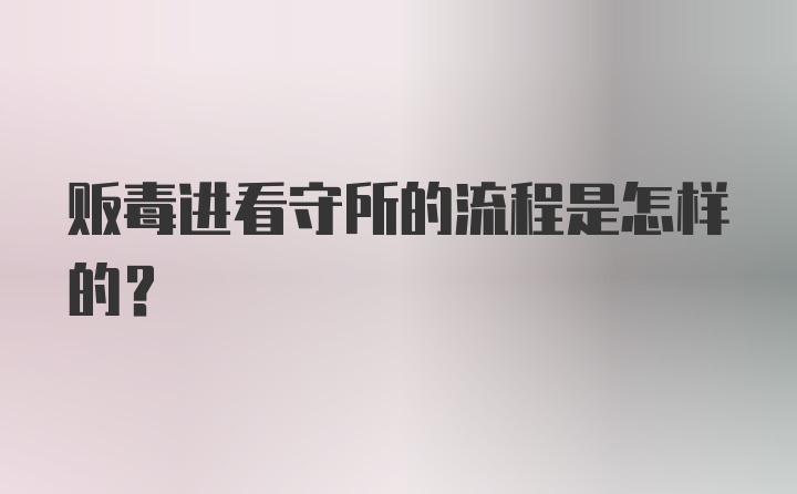 贩毒进看守所的流程是怎样的?