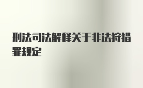 刑法司法解释关于非法狩猎罪规定