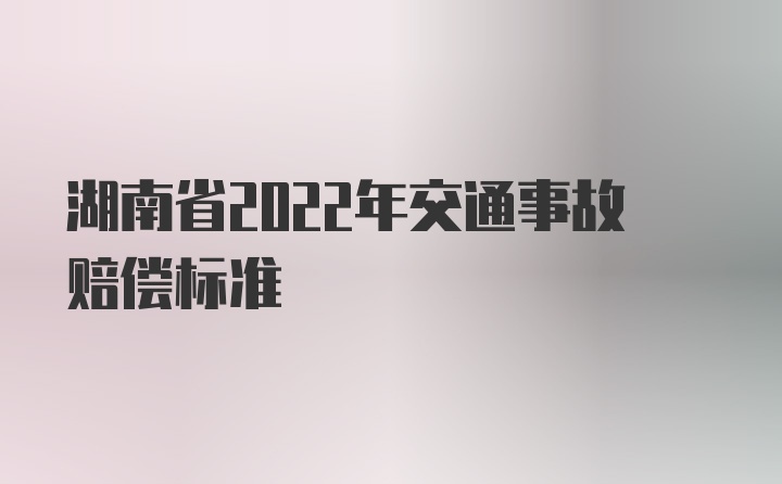 湖南省2022年交通事故赔偿标准