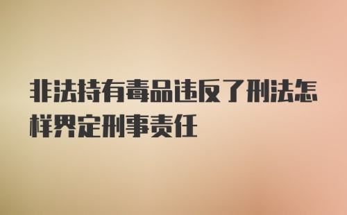 非法持有毒品违反了刑法怎样界定刑事责任