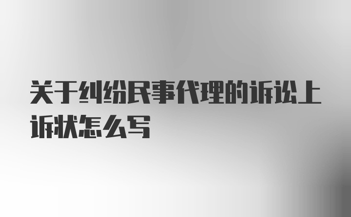 关于纠纷民事代理的诉讼上诉状怎么写