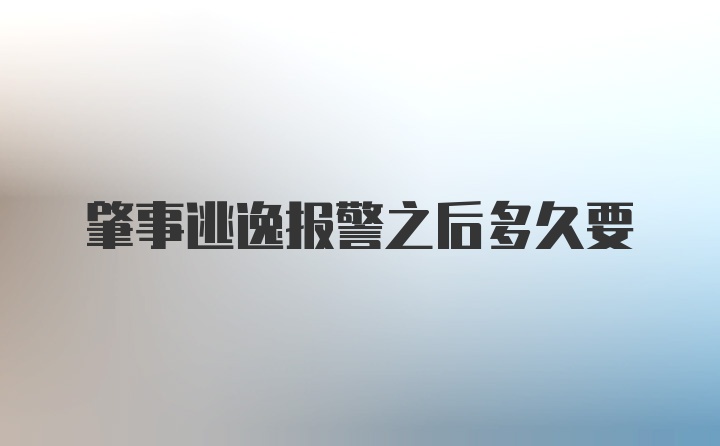 肇事逃逸报警之后多久要