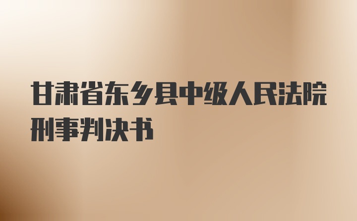 甘肃省东乡县中级人民法院刑事判决书