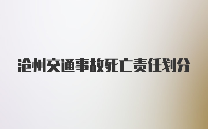 沧州交通事故死亡责任划分