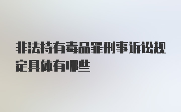 非法持有毒品罪刑事诉讼规定具体有哪些