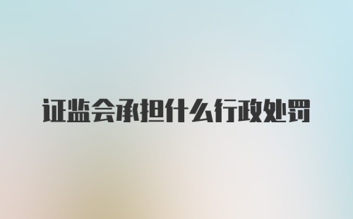 证监会承担什么行政处罚