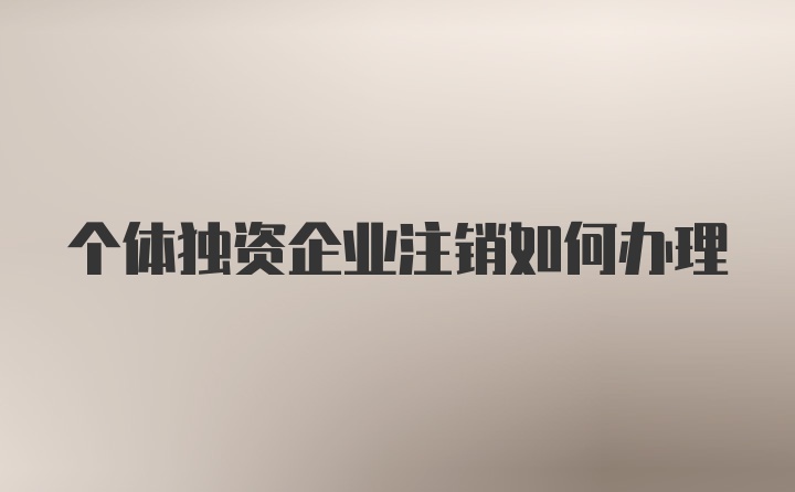 个体独资企业注销如何办理