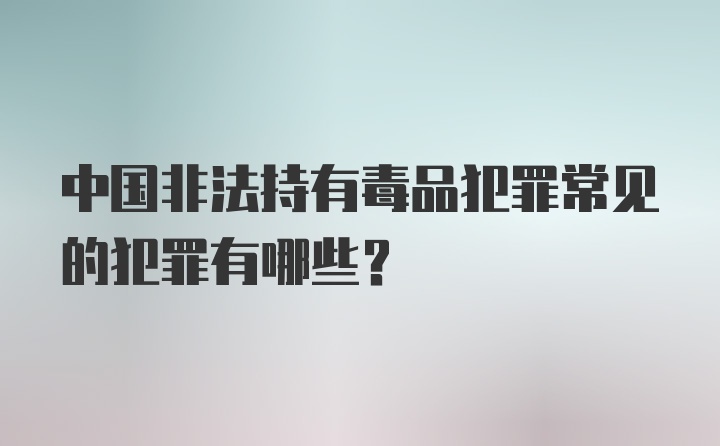 中国非法持有毒品犯罪常见的犯罪有哪些？