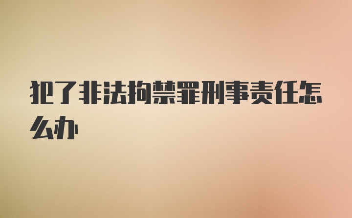 犯了非法拘禁罪刑事责任怎么办