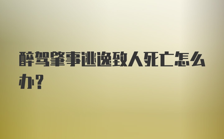 醉驾肇事逃逸致人死亡怎么办？