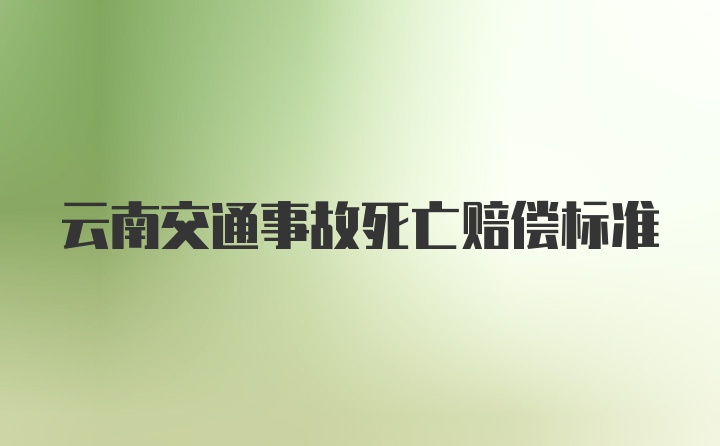 云南交通事故死亡赔偿标准