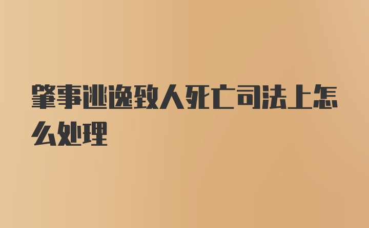 肇事逃逸致人死亡司法上怎么处理