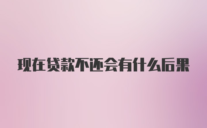 现在贷款不还会有什么后果