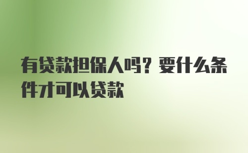 有贷款担保人吗？要什么条件才可以贷款