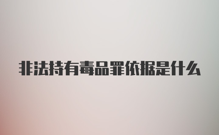 非法持有毒品罪依据是什么