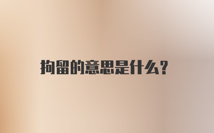 拘留的意思是什么？