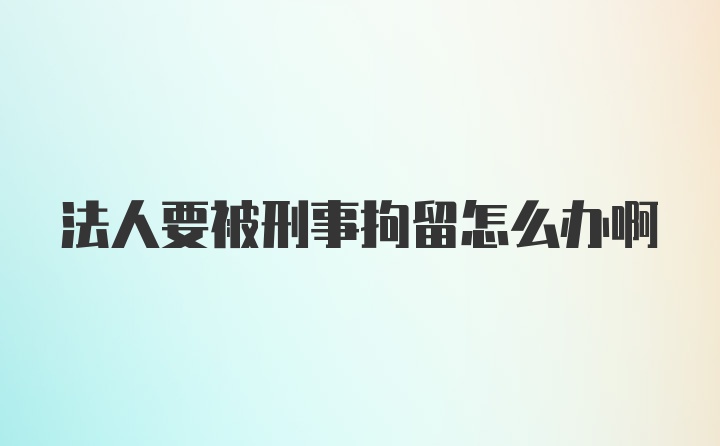 法人要被刑事拘留怎么办啊