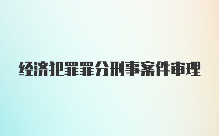 经济犯罪罪分刑事案件审理